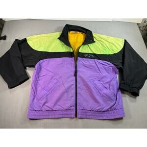 Vintage Ocean Pacific Colorblock Windbreaker Jacket Men’s M Purple Neon 90s Zip